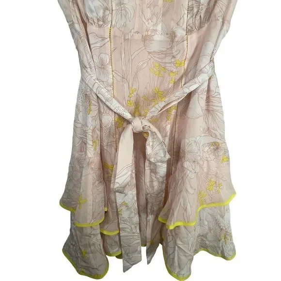 NWT Reiss Women's Floral Carlotta Tie Waist Flippy Blush Mini Dress Size 12 - Picture 6 of 12